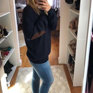 Cashmere and suede patch sweater